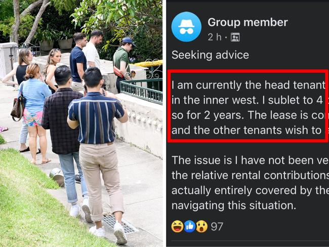 A Sydney tenant has been slammed after asking for advice on how to continue getting away with living for free while their housemates covered the rent.