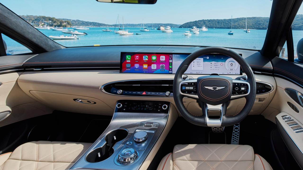 The 2025 GV70 features a redesigned cabin and middle console that is sophisticated and functional. Picture: Genesis Australia