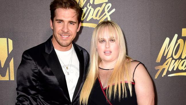 Actor Hugh Sheridan with Aussie comedy queen Rebel Wilson. Picture: Frazer Harrison/Getty Images