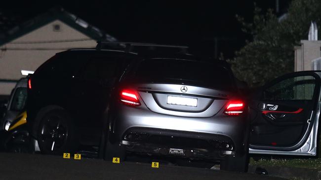 The scene where the man was shot dead on Larkhall Avenue, Earlwood. Picture: Bill Hearne