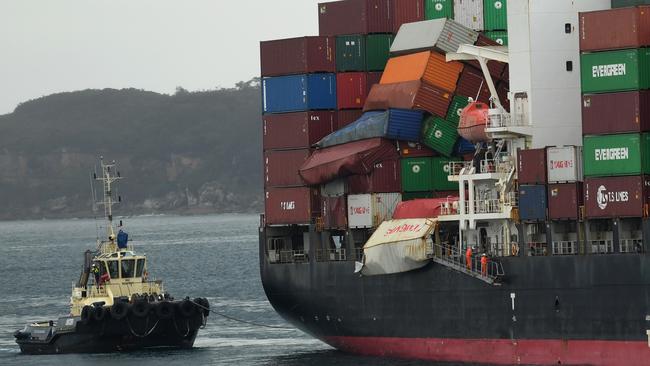 A container ship coming into Port Botany. Picture: AAP