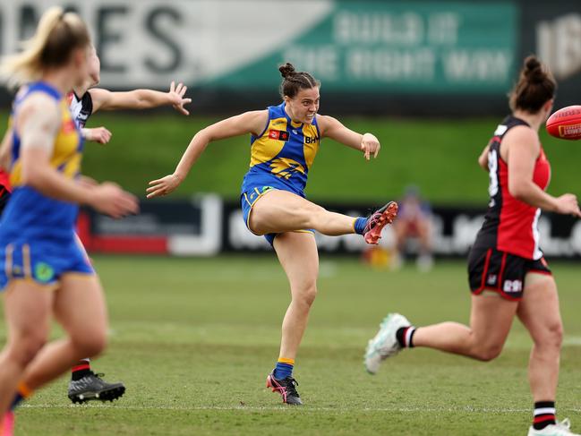 No. 2 draft pick Jess Rentsch showed positive signs. Picture: Will Russell/AFL Photos via Getty Images