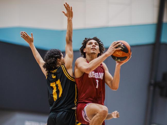 Jaylen Pitman in action for Queensland at the Under-20 and Ivor Burge National Championships. Picture: Taylor Earnshaw