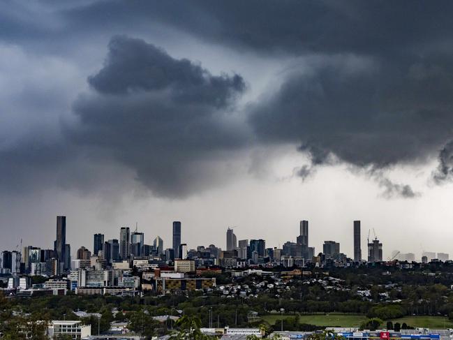 Afternoon storms rolling into over Brisbane. Picture: Richard Walker