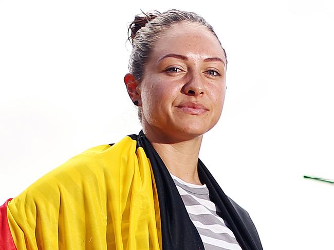 SUNDAY TELEGRAPH - 17/2/18Indigenous Australian football player and Matilda team member Kyah Simon pictured at her grandmother's home in Quakers Hill with famioly members. Kyah will play for Melbourne in the W-League grand final tomorrow night. Pic, Sam Ruttyn