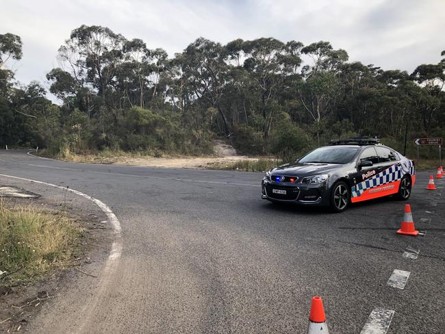 A roadblock at Mt Keira. Picture: Madeline Crittenden