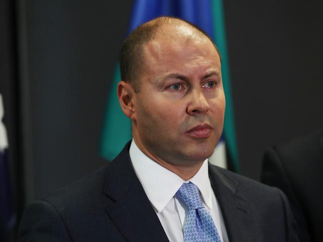 Federal Treasurer Josh Frydenberg speaks to the media during a press conference in Melbourne, Tuesday, July 9, 2019. (AAP Image/David Crosling) NO ARCHIVING