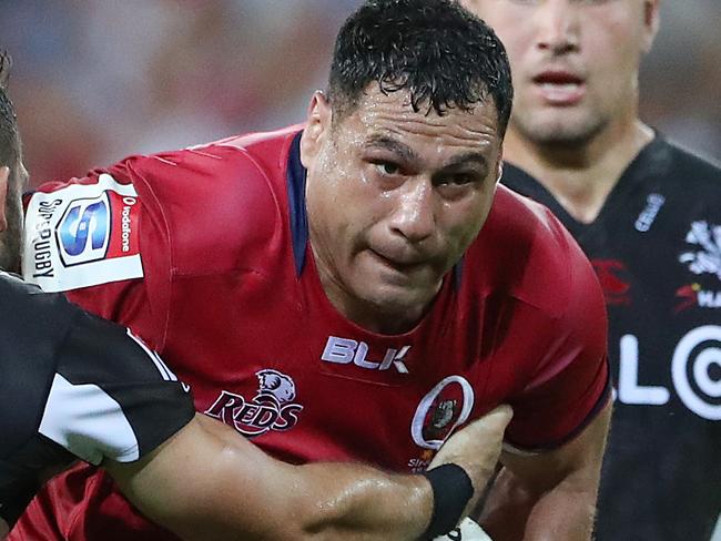 Reds George Smith. The Queensland Reds vs the Sharks at Suncorp Stadium. Pic Peter Wallis