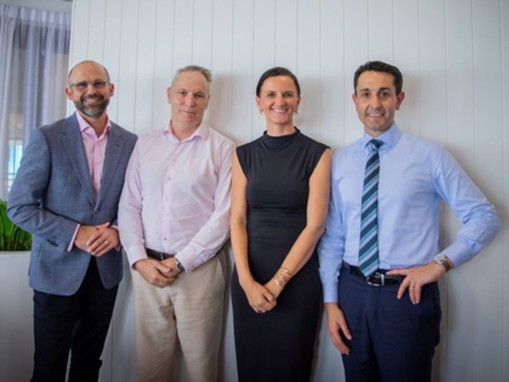 Toowoomba South MP David Janetzki, Townsville Enterprise chair Kevin Gill and CEO Claudia Brumme-Smith, and new Premier David Crisafulli. Picture: Supplied.