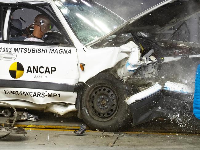 ANCAP crashed a 1993 Mitsubishi Magna to mark its 30th anniversary.