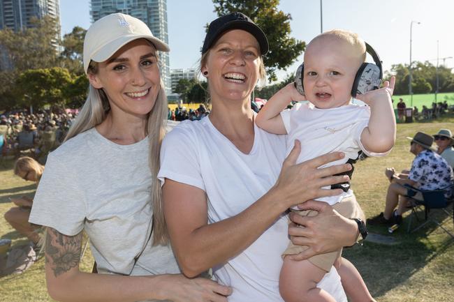 <p>Jannah Riley, Mia Williams and Angus Riley-Williams at Summer Salt Festival at Broadwater Parklands Sunday 12th of February. Picture: Celeste Humphrey</p>