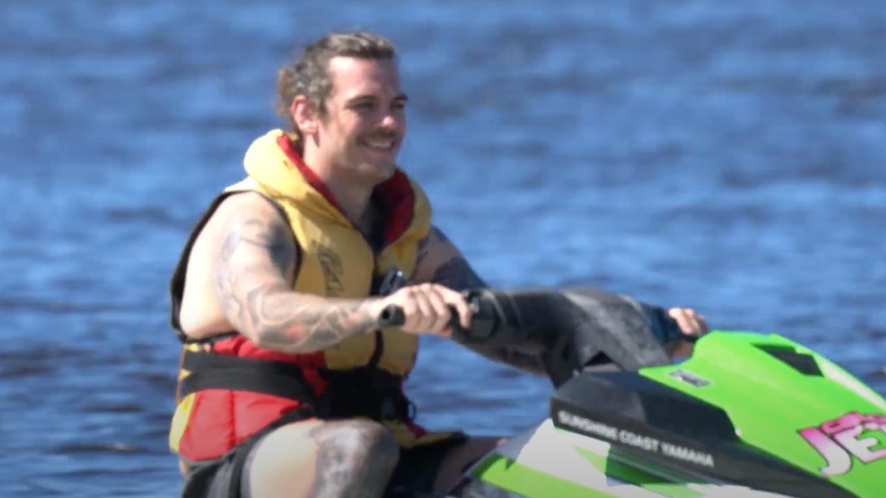 An image of Mr Lowe riding a jet ski that was used in his court case against the NRL's insurer Lloyd's of London. Picture: Supplied/YouTube.