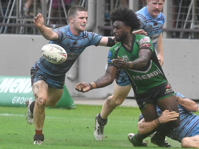 Townsville Blackhawks against Central Coast Capras at Jack Manski Oval. Blackhawks Dudley Dotoi. Picture: Evan Morgan