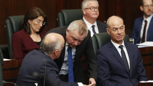 Minister Eric Abetz, Premier Jeremy Rockliff, Deputy Premier Guy Barnett. Tasmanian premier Jeremy Rockliff faces a no confidence motion. Picture: Nikki Davis-Jones