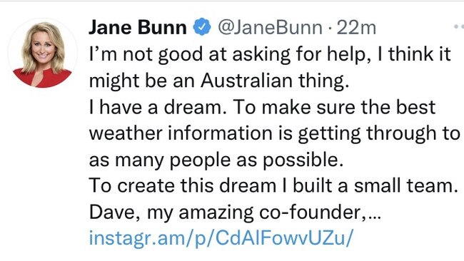 Jane Bunn’s appeal to raise $250,000 for her new weather forecasting business.