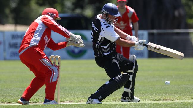 GDCA: Wallan Batsman Bryan Vance plays a cut shot. Picture: Stuart Milligan