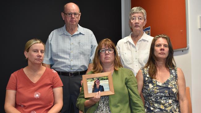 Pottsville woman Elizabeth Britton's family members (front L-R) younger sisters Jess Britton and Rose Britton, elder sister Kate Geary. (Back) Parents Colin and Val Britton. Picture: News Corp/Jessica Lamb