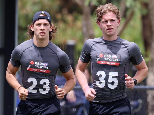 Noah Gribble and Charlie Ham at the draft combine in 2020. Pic: Michael Klein