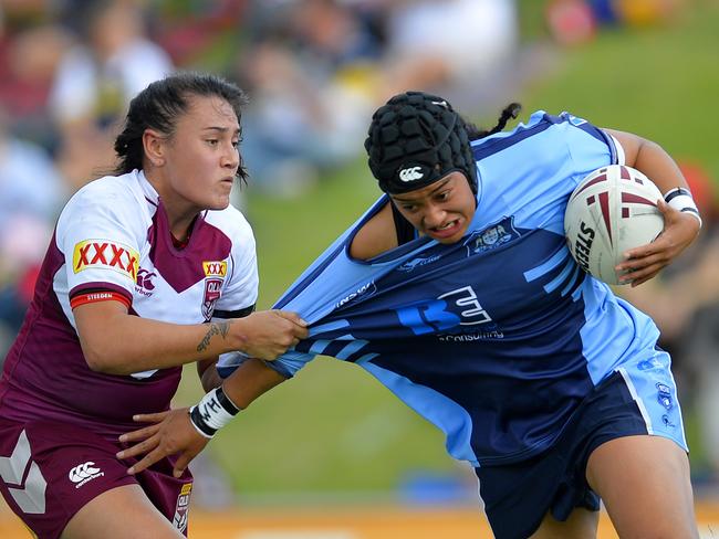 Annette Brander in attacking mode with the Maroons.