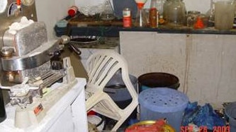 Images from taken by the South Australian Police showing clandestine meth labs and paraphernalia.