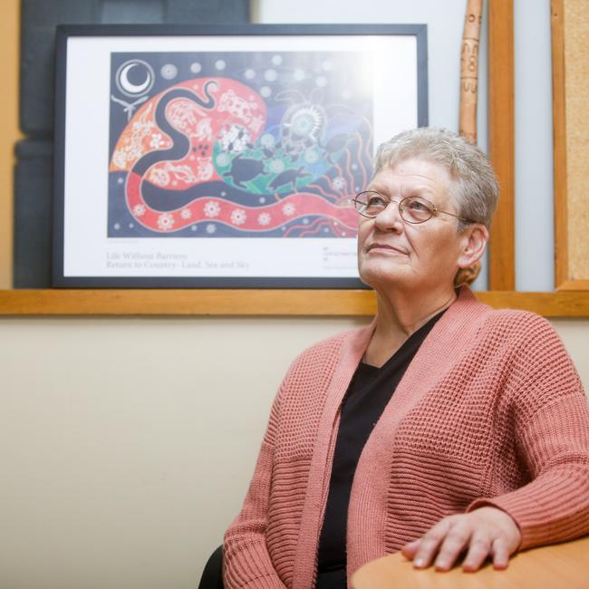 Tasmanian aboriginal elder who was taken from her mother and placed in an orphanage in Victoria, Sharon Holbrook. Picture: PATRICK GEE