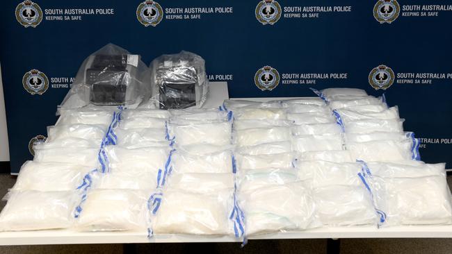 The 50kg of meth seized by SA Police during Operation Ironside investigations. Picture: NCA NewsWire / Naomi Jellicoe