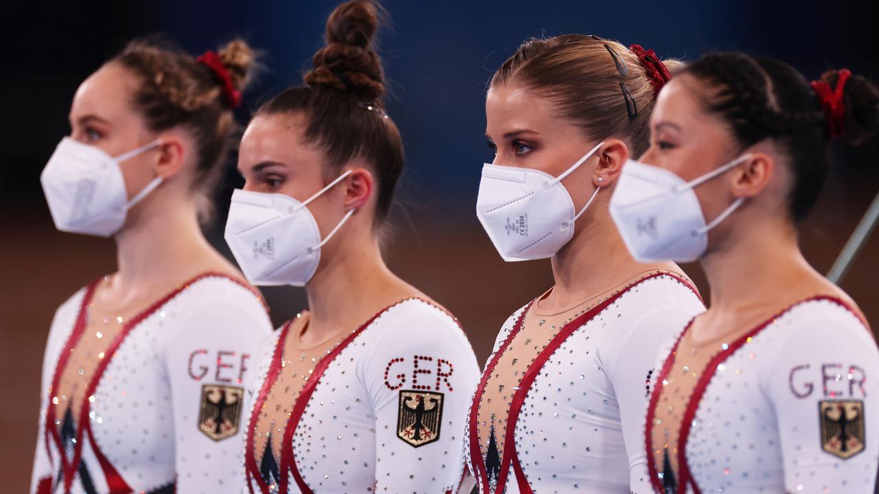 (L-R) Sarah Voss, Pauline Schaefer-Betz, Elisabeth Seitz and Kim Bui of Team Germany. Picture: Jamie Squire/Getty Images