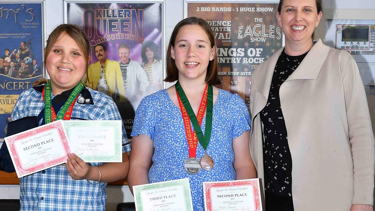 Darcy Laboyrie, Charlie Hooper and Annie Wilson at the Gympie and District Eisteddfod. Picture: Patrick Woods.