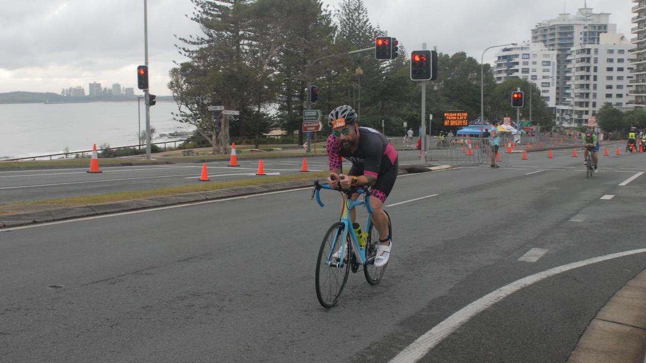 Action from the sprint event at the 2023 Mooloolaba Triathlon.