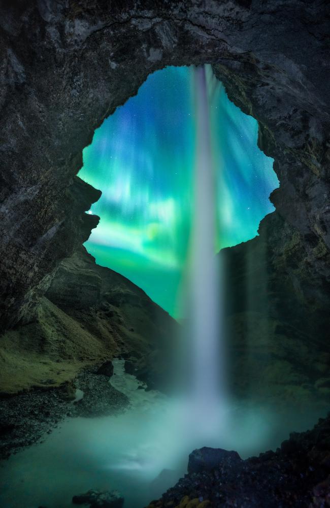 In a window of just 15 minutes, French photographer Josselin Cornou shot this rare composition of an aurora from an Icelandic cave. After waiting for three hours in the freezing cold, the stars aligned at 3:00am to deliver this perfect spectacle. Picture: Josselin Cornou/Nature TTL