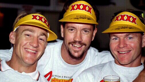 Andrew Bichel, Stuart Law &amp; Dirk Tazelaar celebrating at Qld Cricket Club.