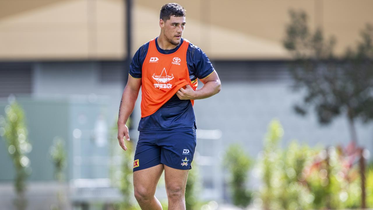 Jamayne Taunoa-Brown at Cowboys preseason training. Picture: Cowboys media