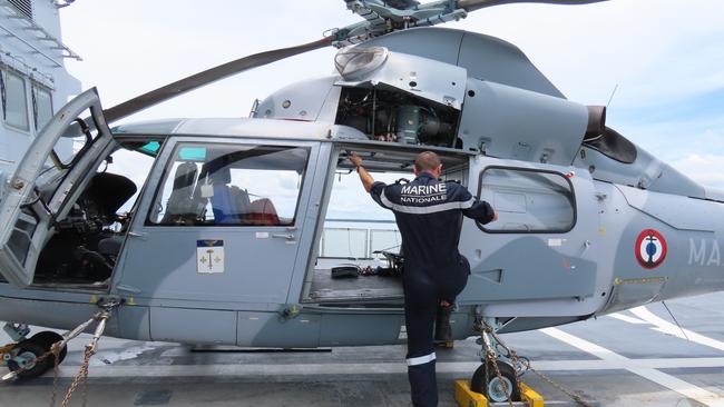 The ship’s helipad is strong enough and large enough to support almost all French and allies’ helicopters. Picture: Fia Walsh.