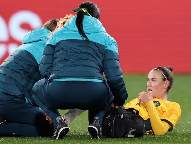 Caitlin Foord suffered a hamstring injury in the Matildas’ 1-1 draw with China. Picture: Getty Images