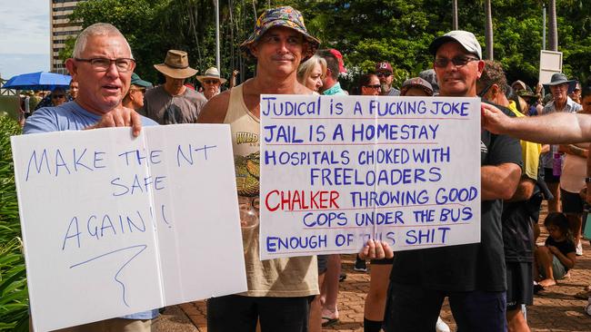 Thousands showed up to rally against crime in the NT in the wake of Declan Laverty’s tragic stabbing death. Picture: Pema Tamang Pakhrin