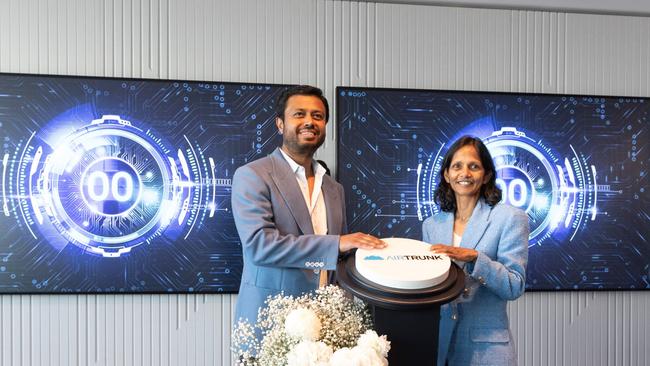 Airtrunk founder and CEO Robin Khuda with Macquarie Group CEO Shemara Wikramanayake. Picture: Supplied