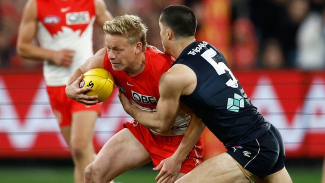 Heeney struggled to have an impact for the Swans. (Photo by Michael Willson/AFL Photos via Getty Images)