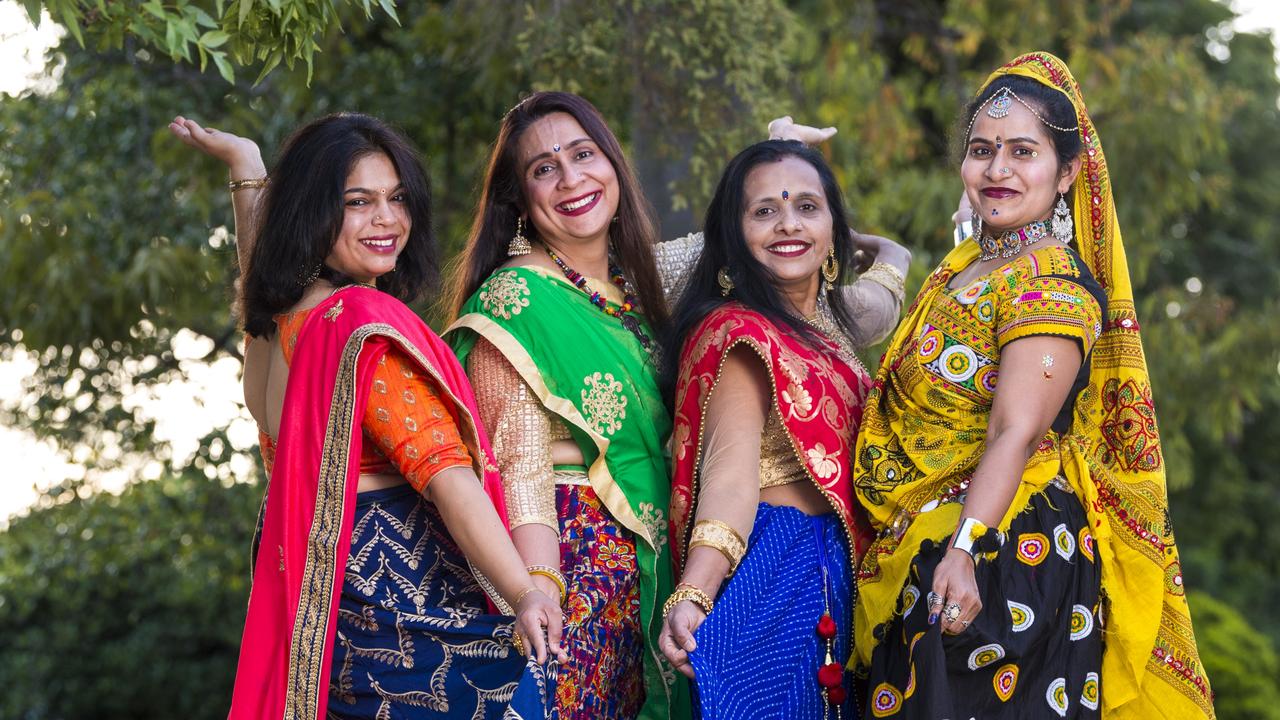 Ready for the Navratri Celebration (Dandia) are (from left) Meghana Shah, Ana Kamaradder, Alka Barot and Parul Patel presented by the Indian communities of Toowoomba, Saturday, October 9, 2021. Picture: Kevin Farmer