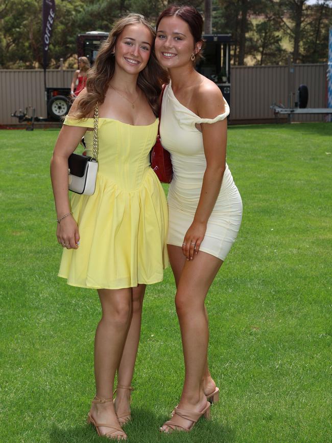 Chelsea Jew and Ashlee Jewel attend the Ballarat Cup. Picture: Brendan Beckett