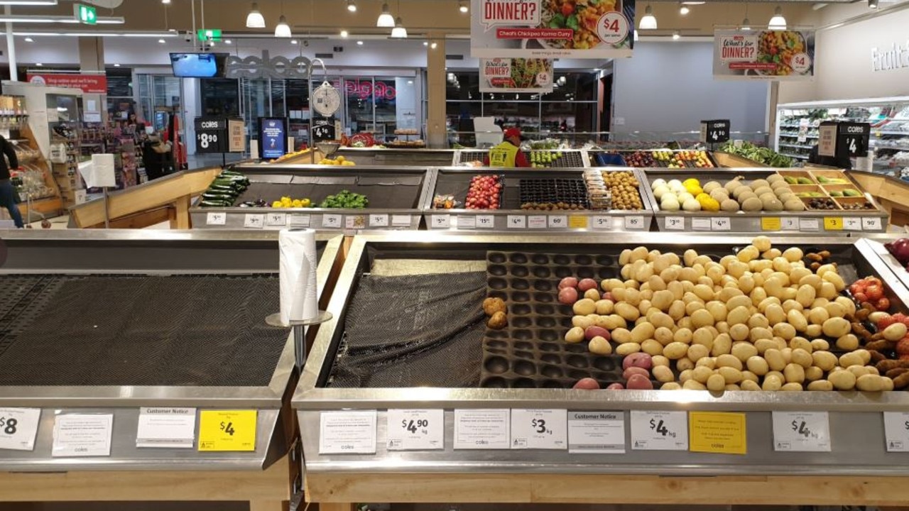 Shelves stripped of vegetables at Coles. @Anon17Aussie