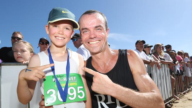 Jack Wightman won the male 7 years Ripper Nipper. His dad Nick Wightman came in second in the 10km but is an eight times winner of the event. Picture: Alan Barber