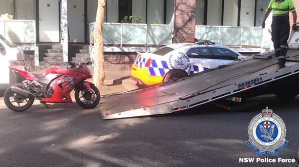 The motorbike Antonis Andreou rode when he allegedly took police on a high speed pursuit through the inner city.