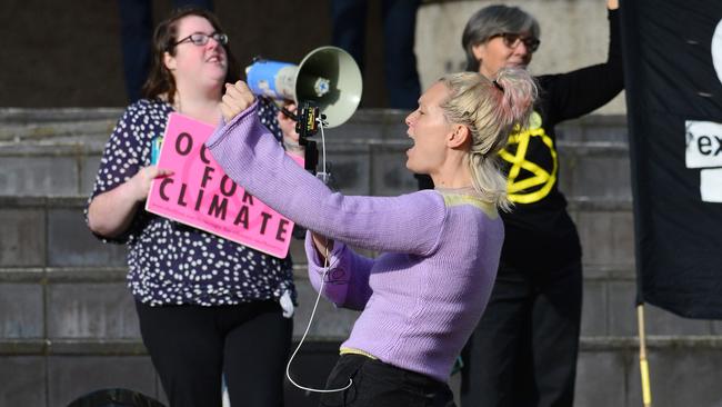 Protesters chanting ‘power to the people’. Picture: NCA NewsWire / Nicki Connolly