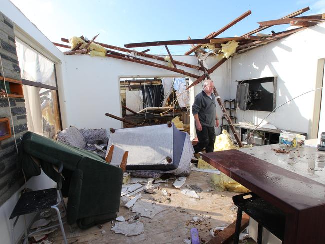 The scene of storm damage in Clarke Street in O'Connor, Perth.