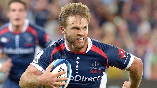 Melbourne Rebels v Queensland Reds,Rugby Union,Rebel Lachlan Mitchell scores the first tr