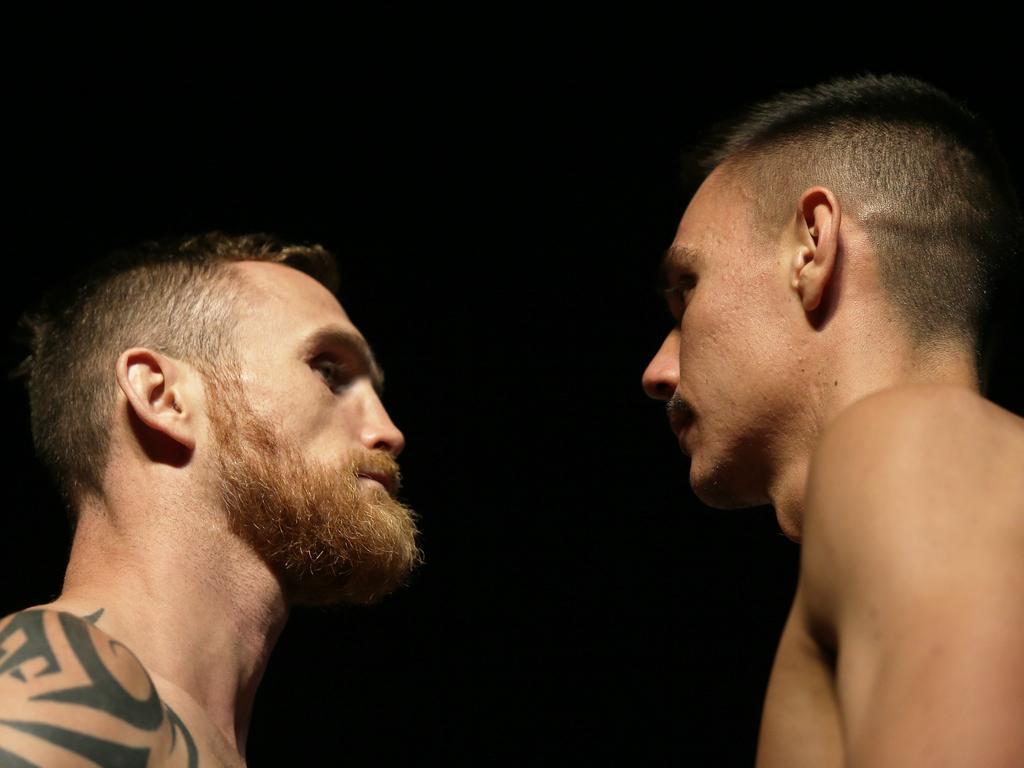 Tim Tszyu and Dennis Hogan face off.