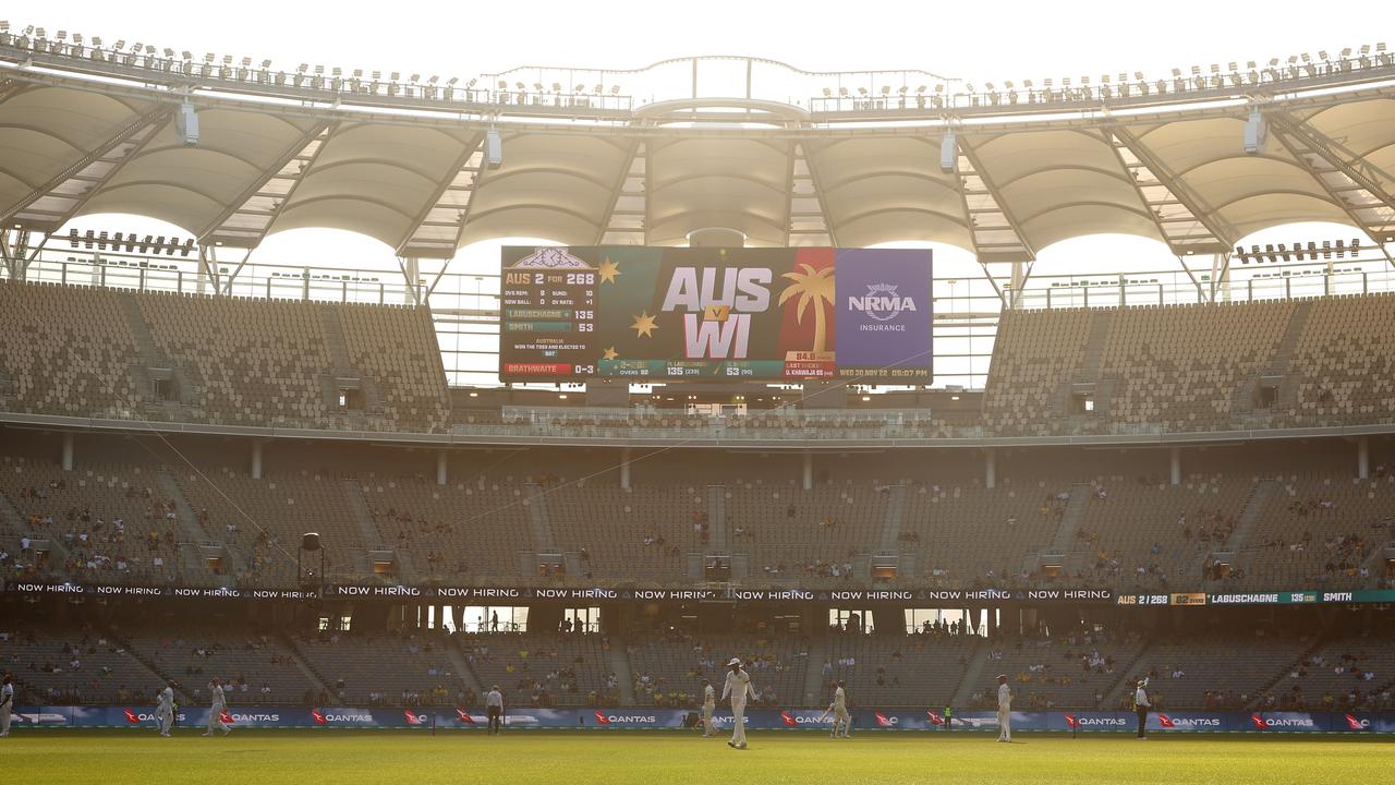 Fans speck Optus Stadium on day one of the first Test. Picture: James Worsfold/Getty