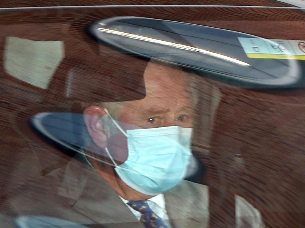 An emotional Prince Charles after visiting his father in a London hospital. Picture: Getty Images