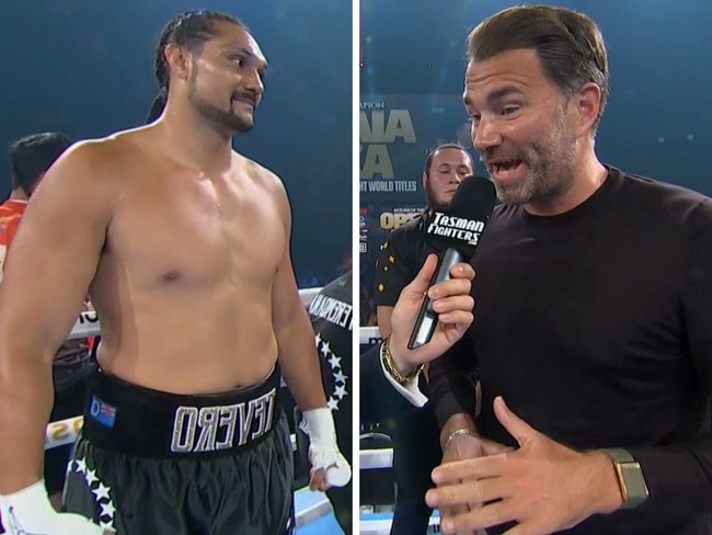 Eddie Hearn raved about Teremoana after the fight. Photos: DAZN