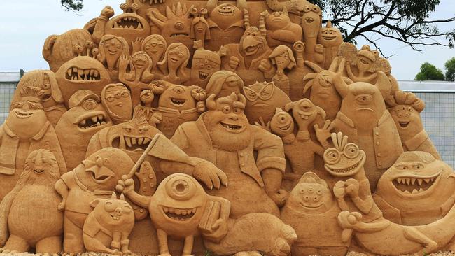 Sand sculptors bring Disney Pixar characters to life in Western Sydney